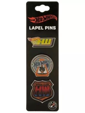 New 3 Hot Wheels Lapel Pin Set - Orange, Yellow, Black